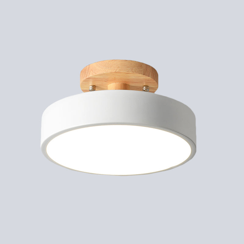 Lámpara de techo LED de 20 cm, metal y madera, verde/blanco/gris/negro