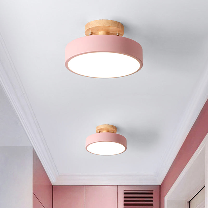 Lámpara de techo LED de 20 cm, metal y madera, verde/blanco/gris/negro