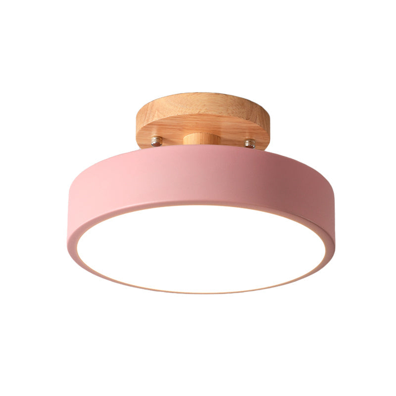 Lámpara de techo LED de 20 cm, metal y madera, verde/blanco/gris/negro