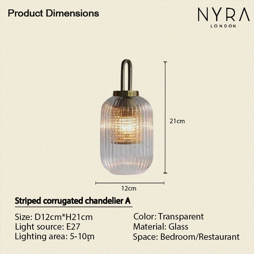 Solmere Nordic Glass Pendant Lamp — Fluted Stripe Glass, Integrated LED Lighting