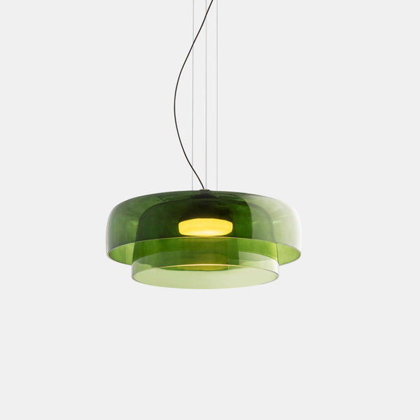 AuroraHaze Nordic Glass Pendant Lamp — Combined Glass And Metal Shade Design