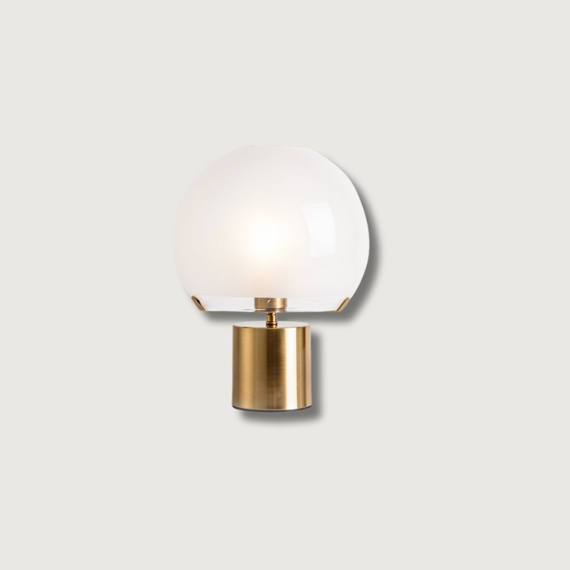 AuroraGlow Retro Table Lamp — Matte Glass Globe, Transparent Base