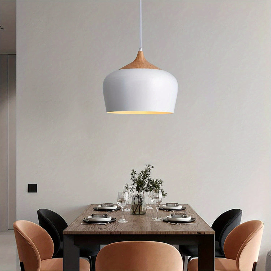 Modern Scandinavian Pendant Light | Iron & Wood Grain Design | Wildoxy