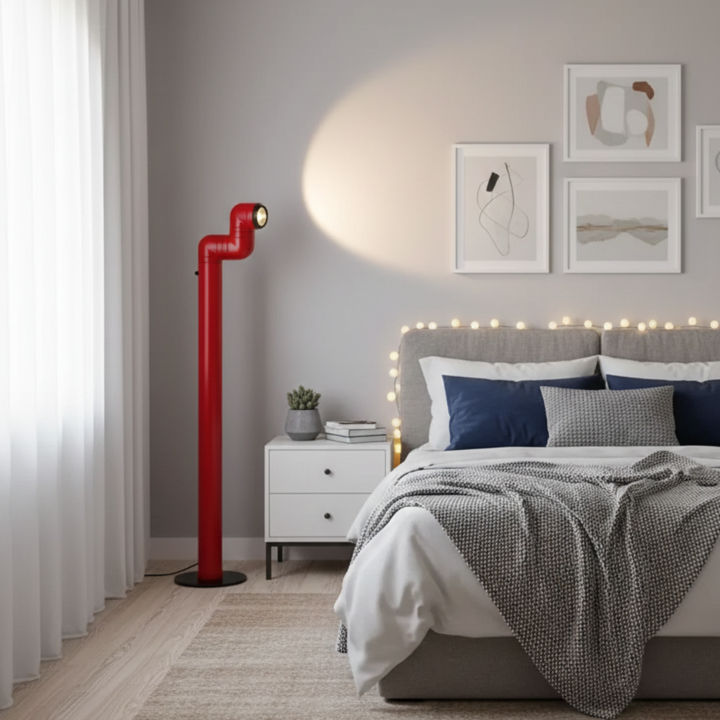 Nordic Style Water Pipe Accent Lamp — Sculptural LED Table Light, Adjustable Brightness