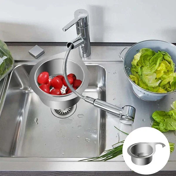 Colador de fregadero de acero inoxidable — desagüe sin obstrucciones