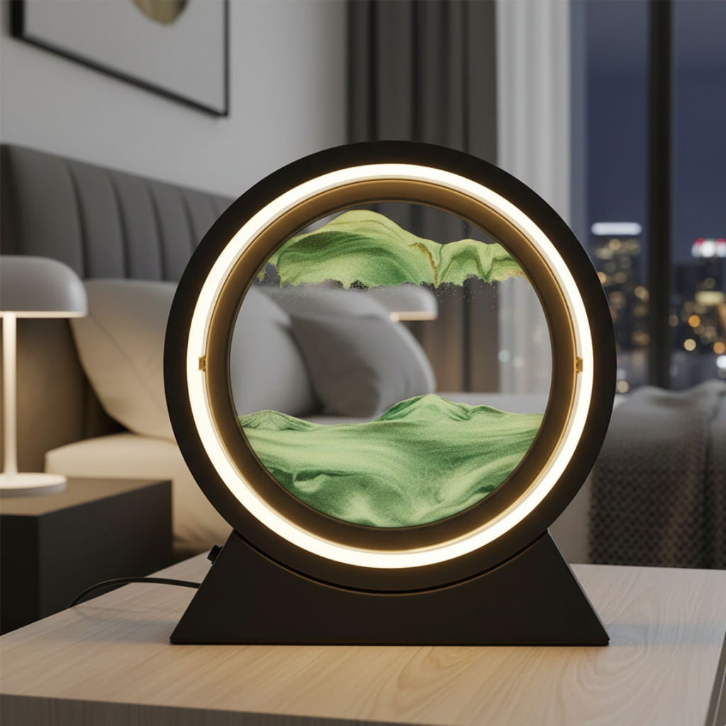 Sculptural Kinetic Sand Desk Lamp — Flowing Quicksand Design