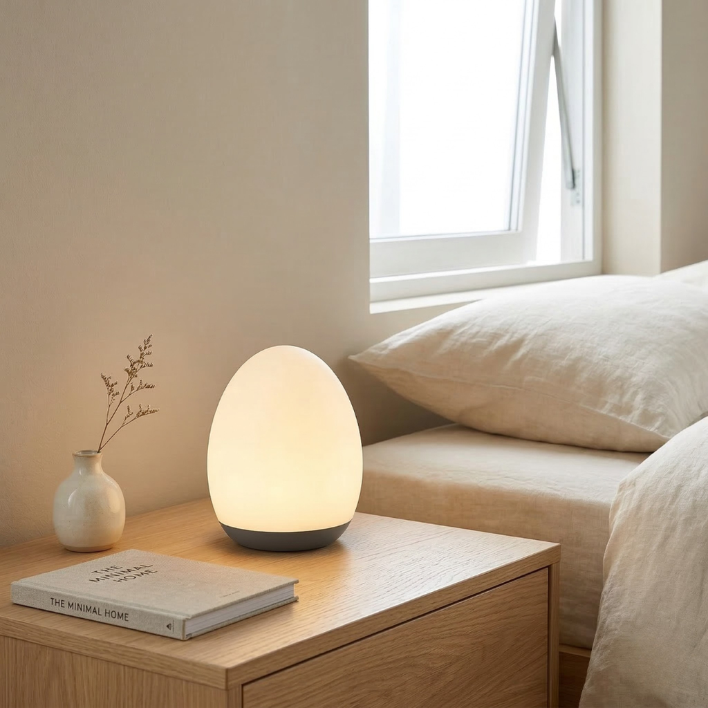 Compact Egg-Shaped Rechargeable LED Night Light — Soft Glow Bedside Lamp