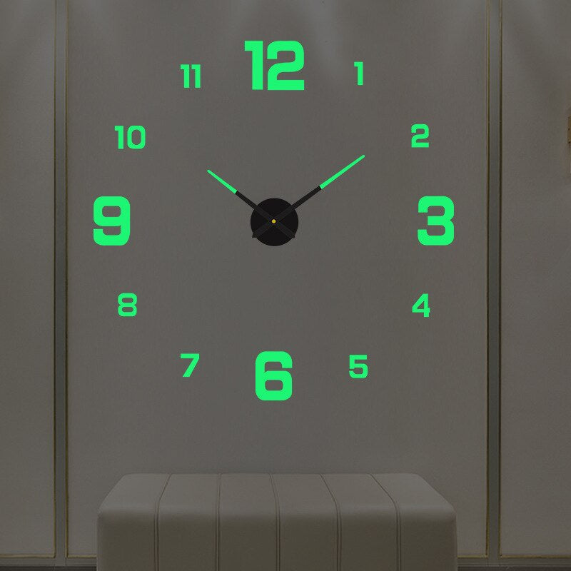 3D XXL-väggklocka — stor, svart, tyst, minimalistisk design