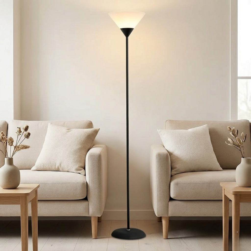 Contemporary 60-Inch LED Floor Lamp Adjustable Brightness Black and White Finish