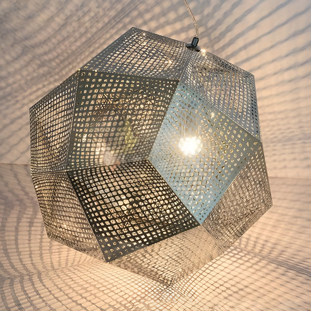 LichtDesign Geometric Round Pendant Lamp — 40 cm Diameter, Durable Black Metal