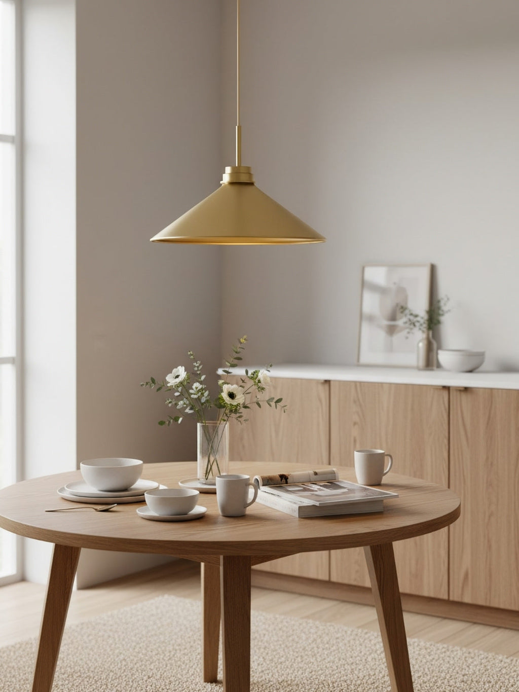 Kegelförmige Pendelleuchte — dimmbarer Landhausstil