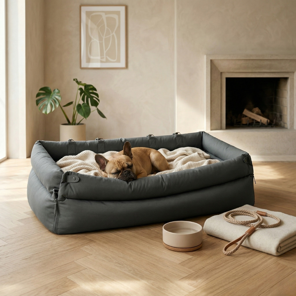 Asiento elevador premium para perros de piel sintética - acolchado grueso y protección del vehículo