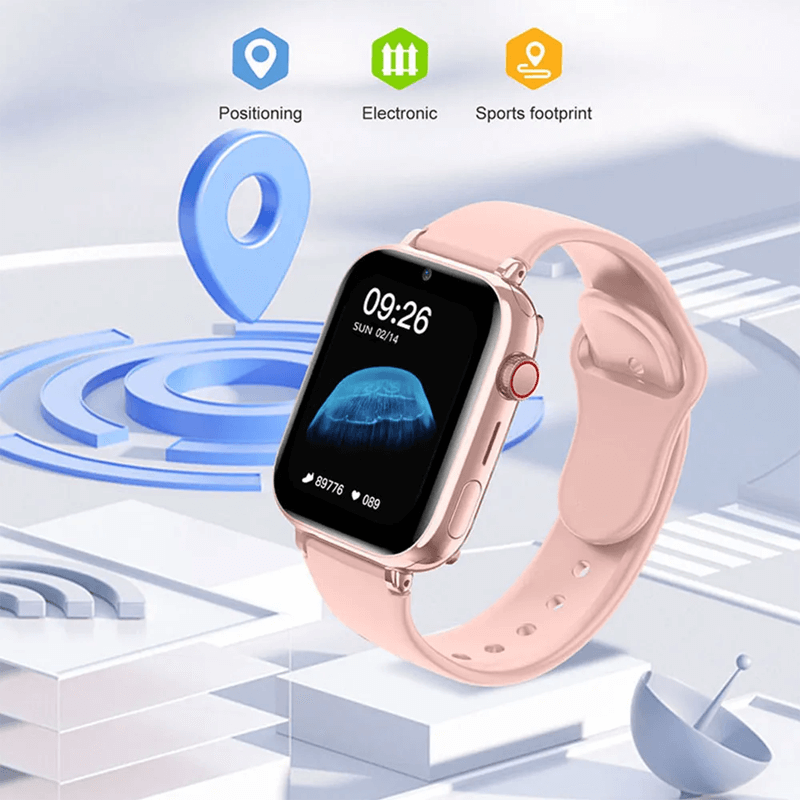 שעון חכם לילדים — שיחות וידאו 4G, מעקב GPS, ורוד, שחור ולבן