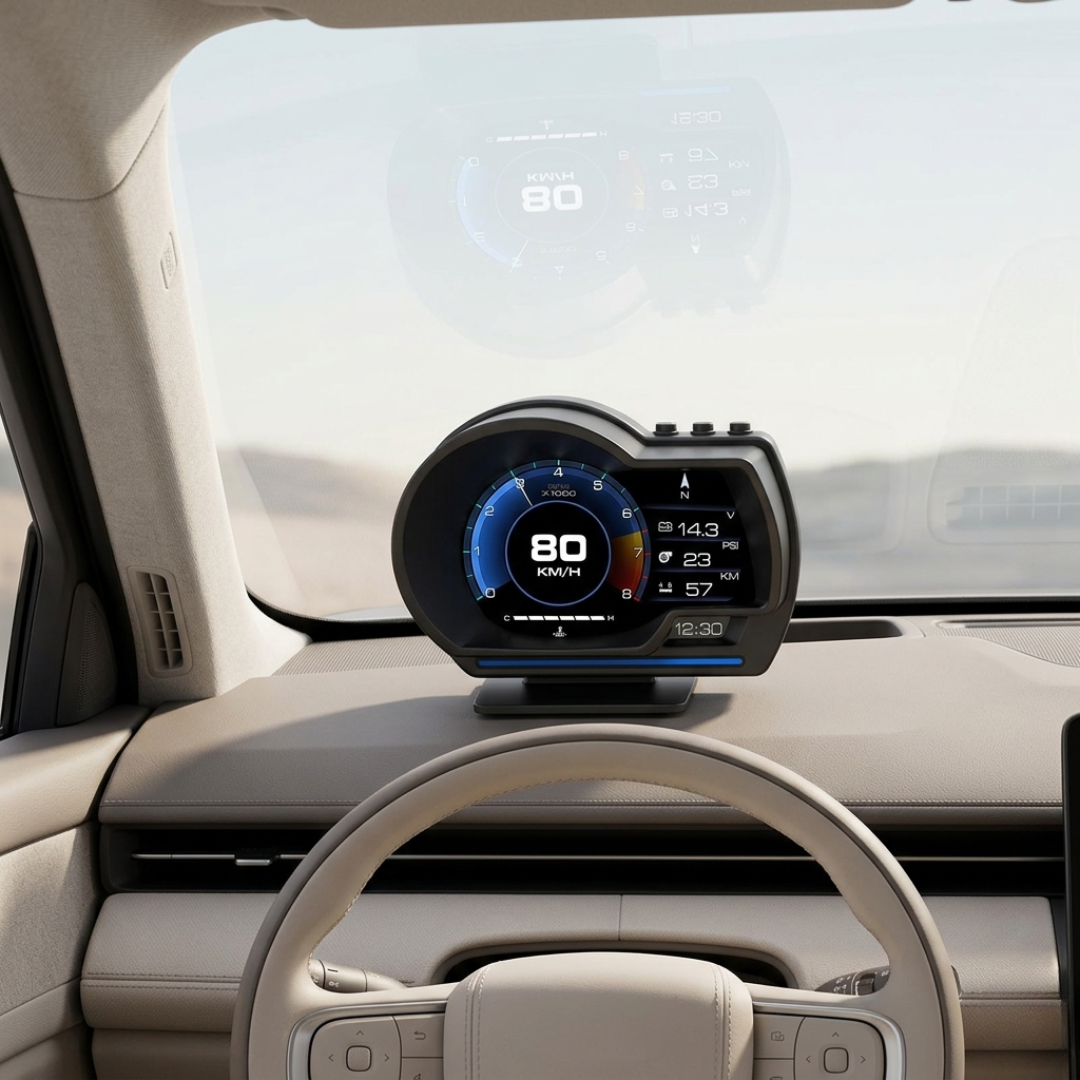 Pantalla de visualización frontal OBD2 — Velocímetro digital HD y alarma de RPM del turbo