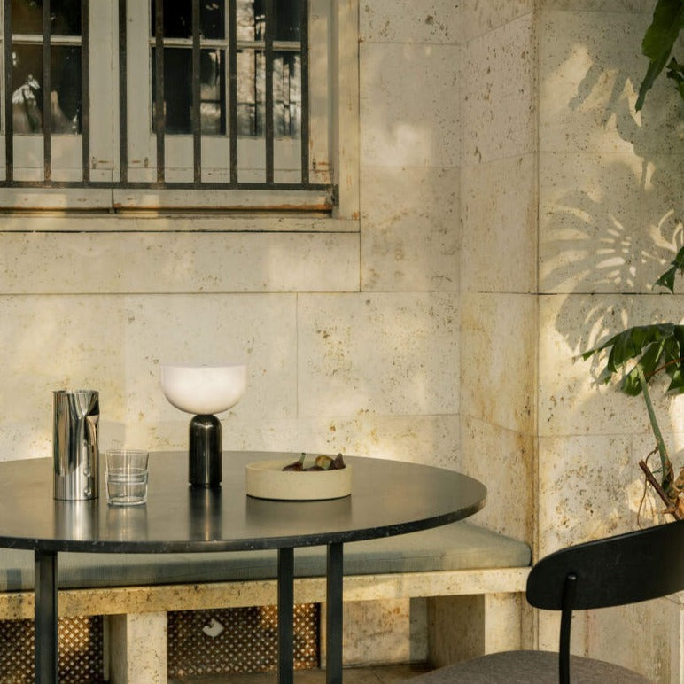 AureaStone Marble Lamp — Premium Fabric Shade, Natural Stone Base