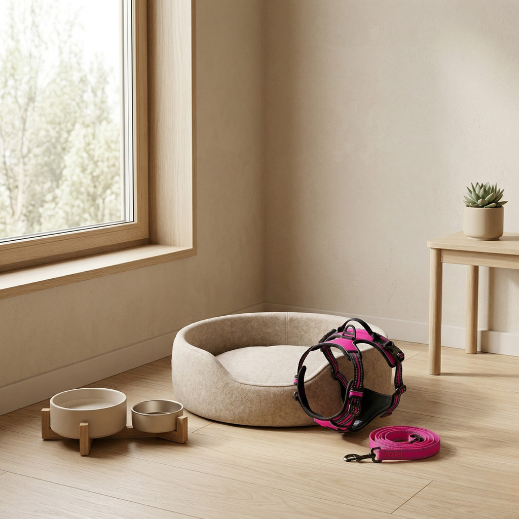 Set de arnés y collar a juego de ajuste seguro para perros pequeños y medianos