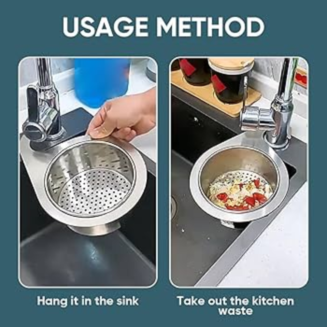 Colador de fregadero de acero inoxidable — desagüe sin obstrucciones