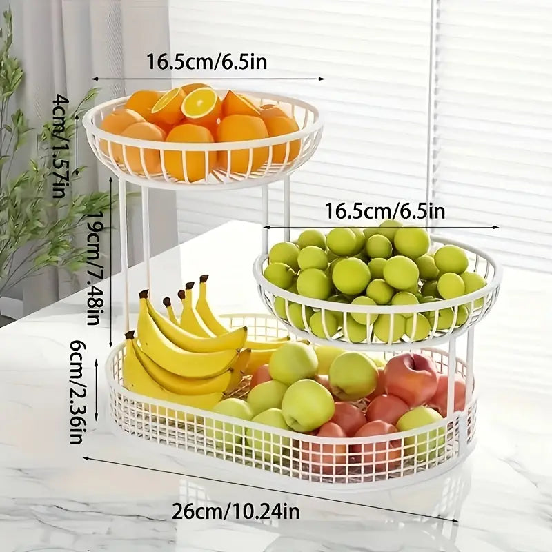 Corbeille à fruits en métal à 3 niveaux - présentoir finition dorée