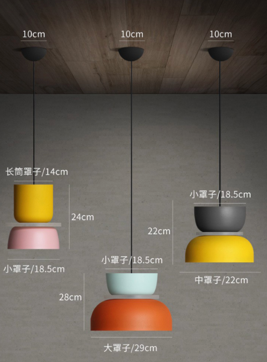 Macaron Acrylic Dome Pendant Light LED E27 12W - Wildoxy
