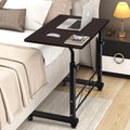 Mesa ajustable para portátil - escritorio de acero negro y madera con ruedas