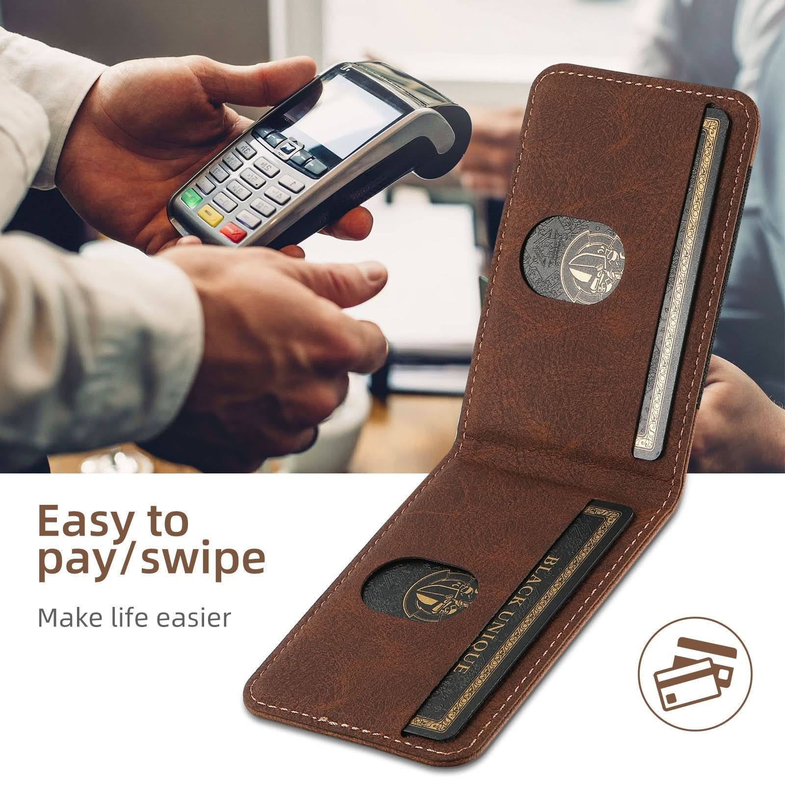 VeroLux Leather Case — Magnetic Stand, Built-In Card Holder