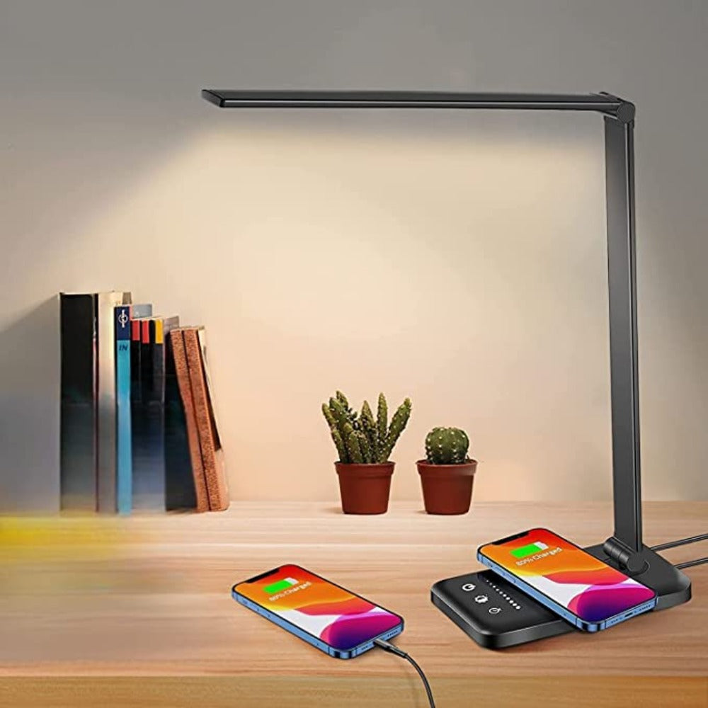 Lampă de birou LED — încărcare USB, 5 moduri, braț flexibil cu intensitate reglabilă
