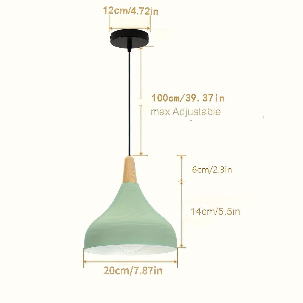 Modern Teardrop Pendant Light | Metal & Wood Hanging Lamp | Wildoxy