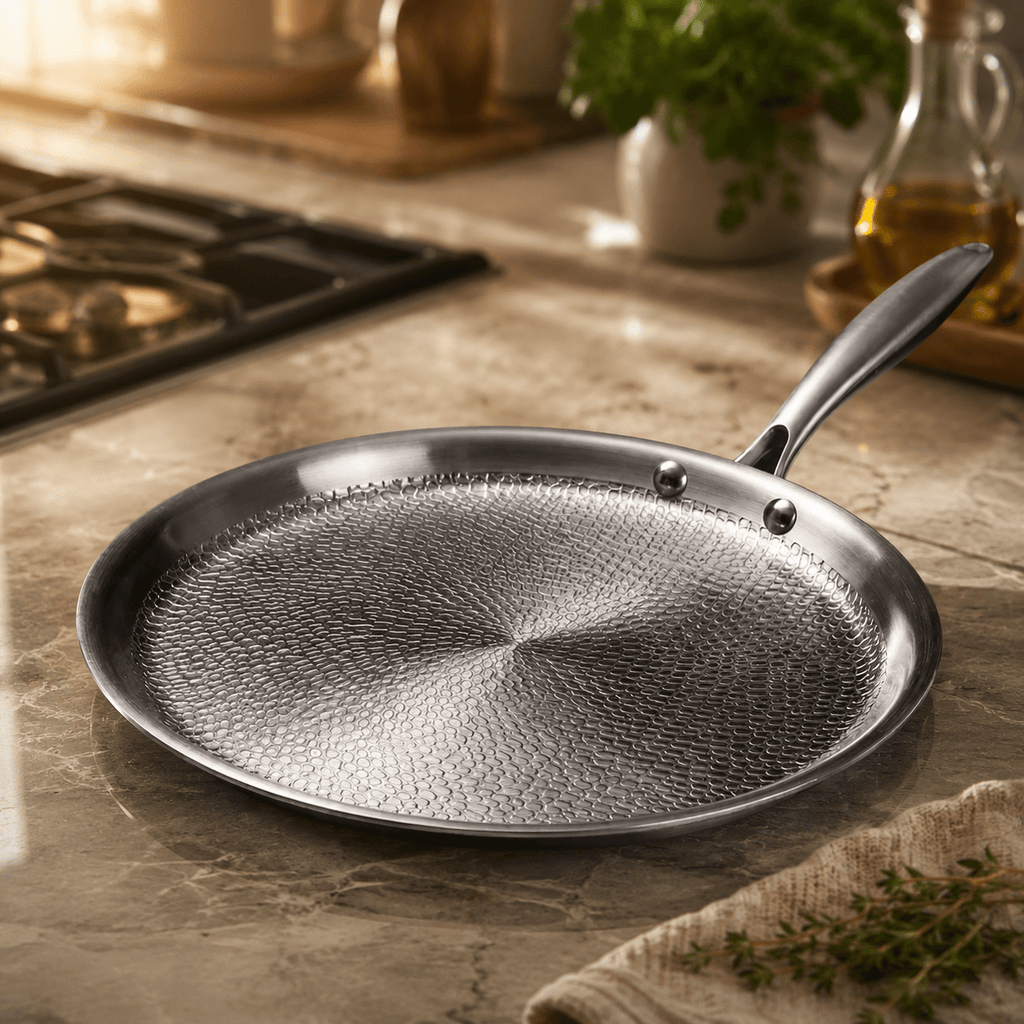 Hand-Hammered Finish Crepe Pan — Titanium Construction