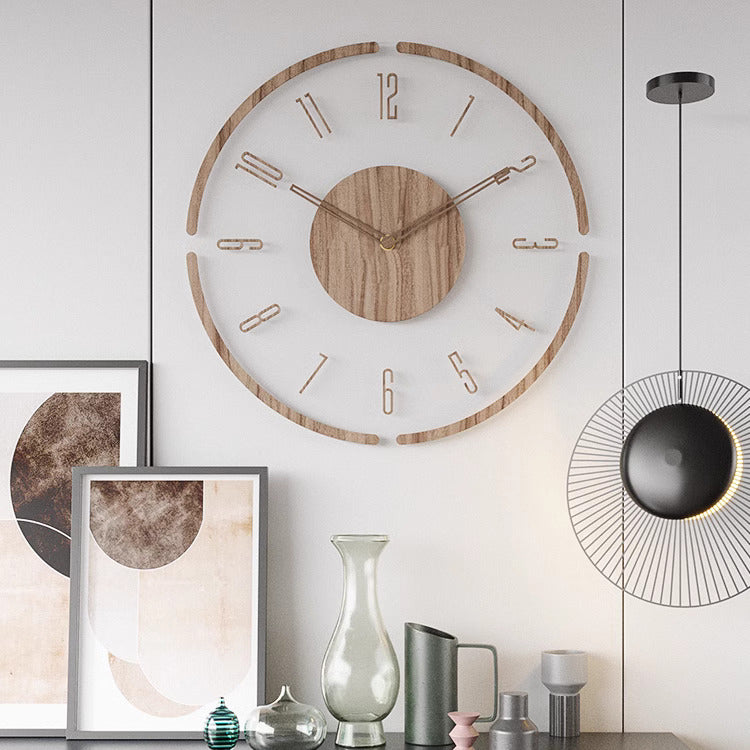 35 cm skandinavisk vægur i træ – lydløst design