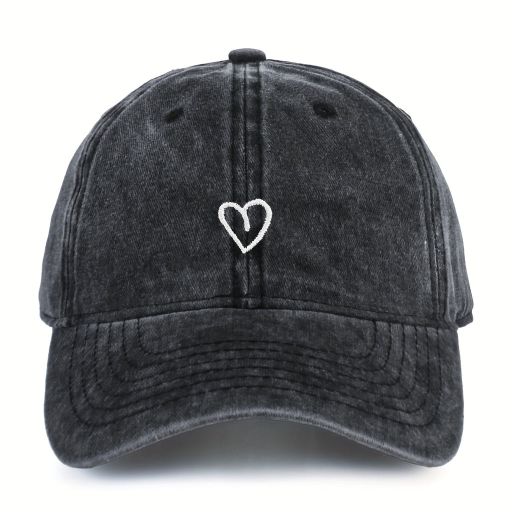 Baseballpet — gewassen katoen, hartborduursel, verstelbaar