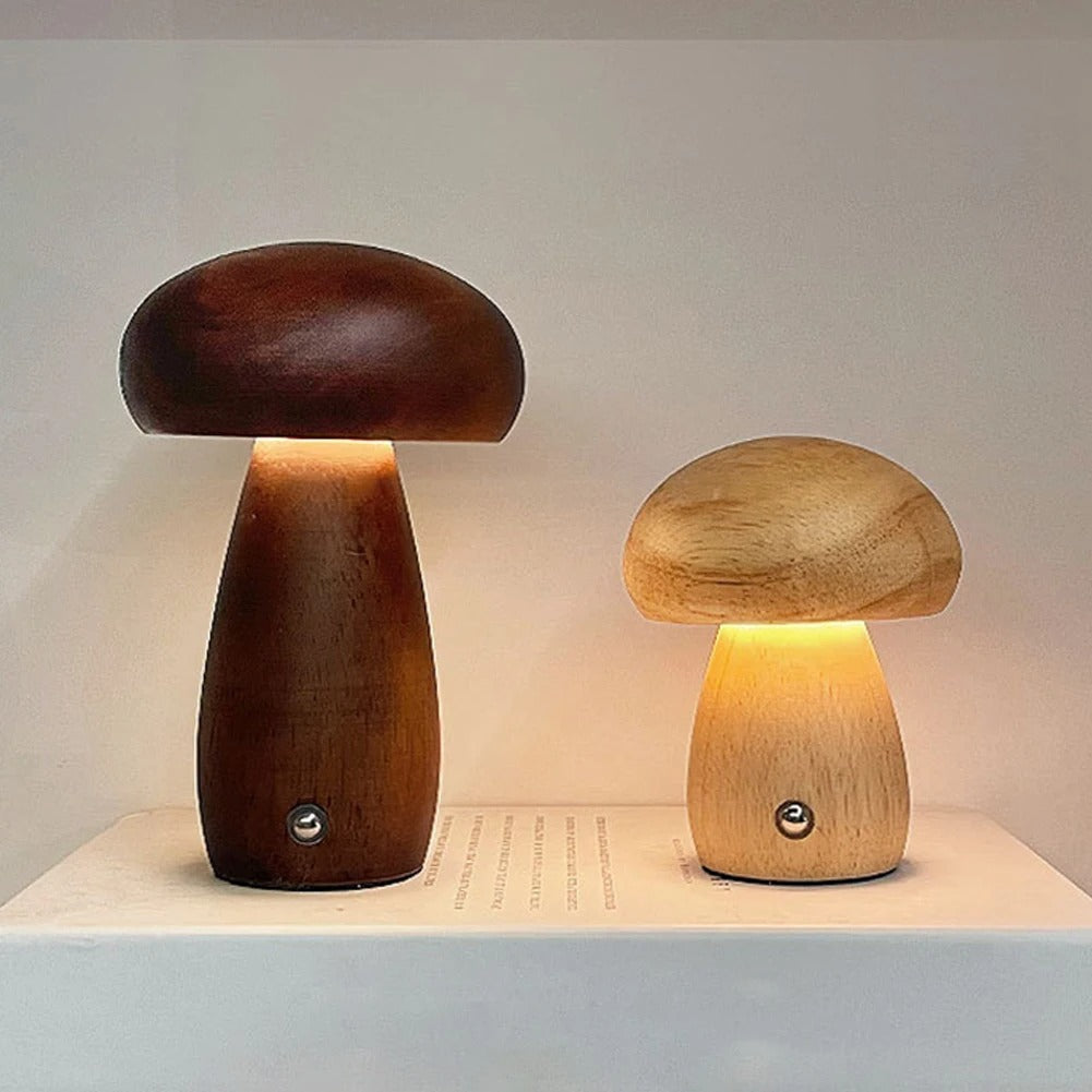 Houten paddenstoellamp — dimbaar sfeerverlichting
