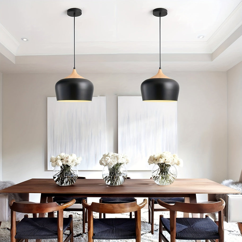 Modern Scandinavian Pendant Light | Iron & Wood Grain Design | Wildoxy