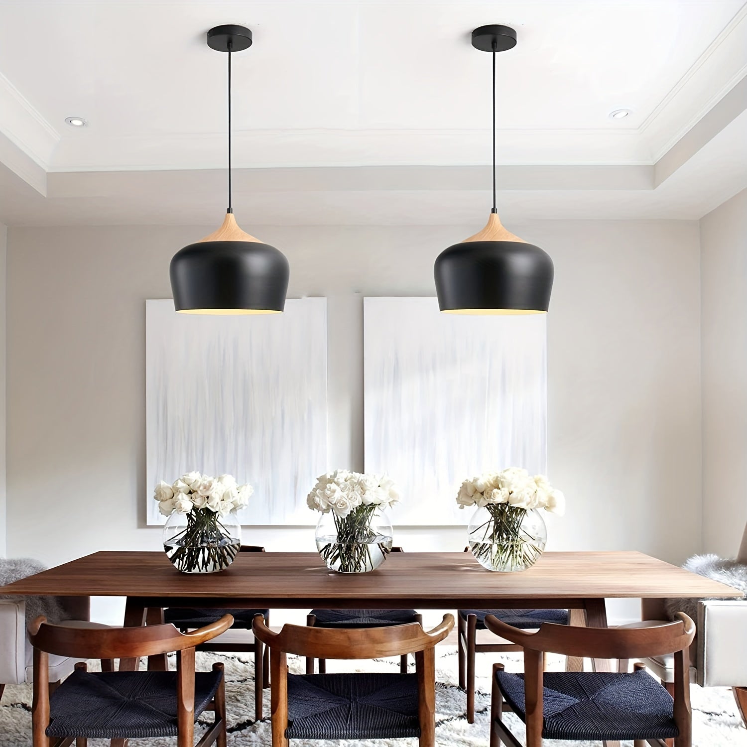 Modern Scandinavian Pendant Light | Iron & Wood Grain Design | Wildoxy