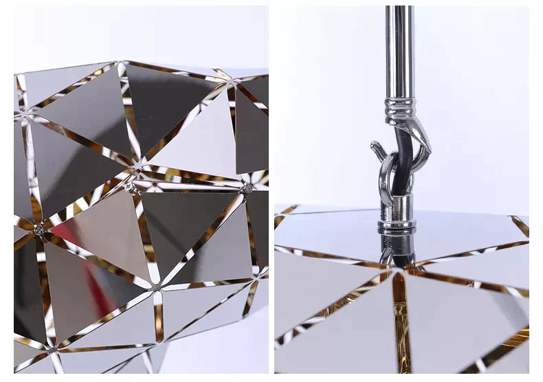 NovaGrid Geometric Stainless Steel Pendant Lights — Angular Silhouette, Polished Finish