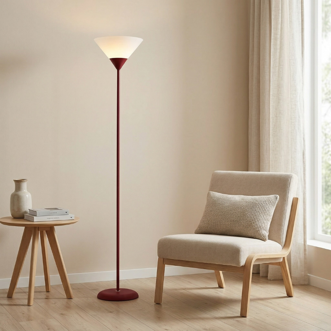 Contemporary 60-Inch LED Floor Lamp Adjustable Brightness Black and White Finish
