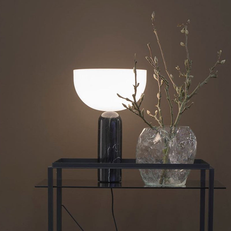 AureaStone Marble Lamp — Premium Fabric Shade, Natural Stone Base