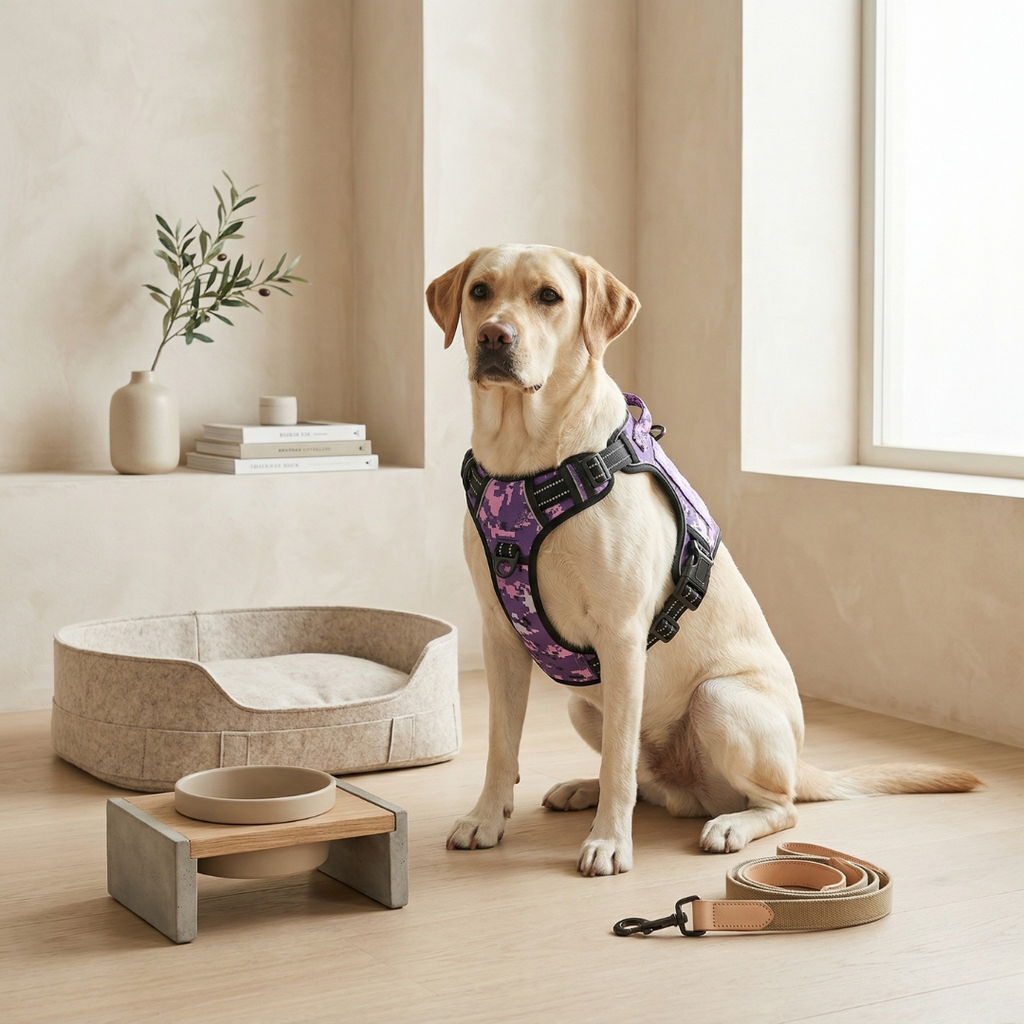 Arnés para perro anti-tirones — correas reflectantes, ajuste cómodo y control seguro