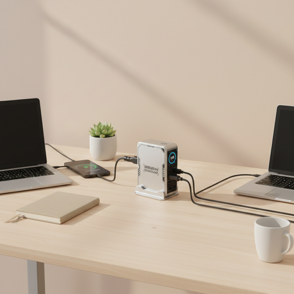 PowerHub 300 W GaN-lader - seks USB-porter, fire USB-C- og to USB-A-utganger