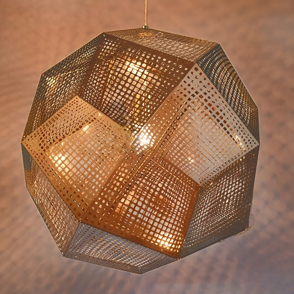 LichtDesign Geometric Round Pendant Lamp — 40 cm Diameter, Durable Black Metal