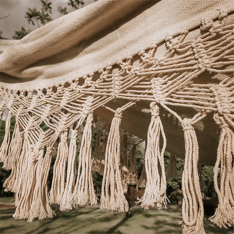Ręcznie pleciony hamak z bawełnianego sznurka — podwójny, przenośny, 200x150cm