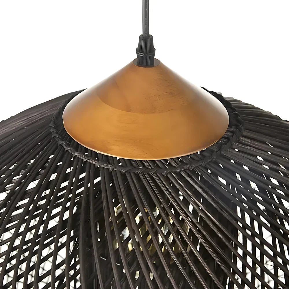 Lampă suspendată din ratan, lucrată manual - decor Japandi boho