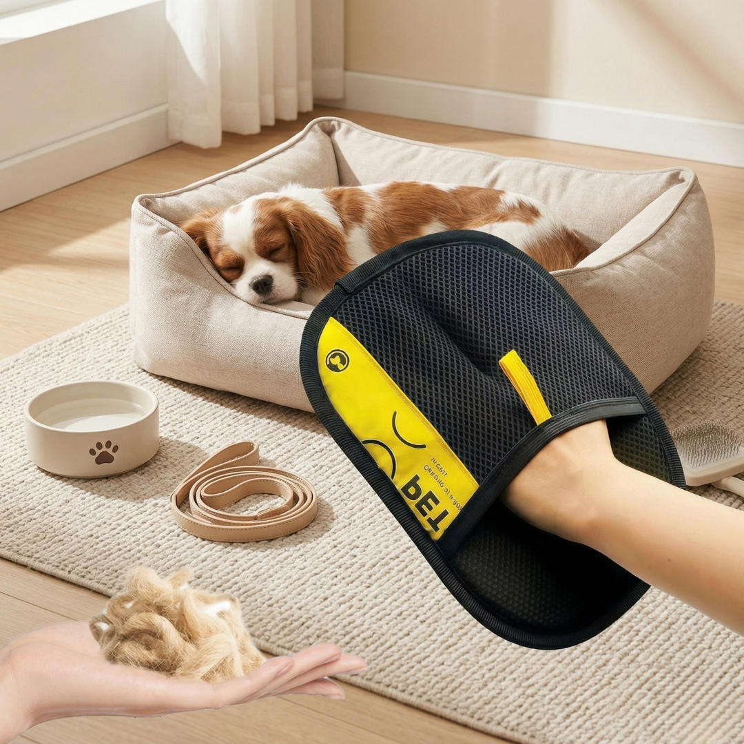 Guante electrostático para eliminar el pelo de mascotas — Lavable, reutilizable y de una sola pasada