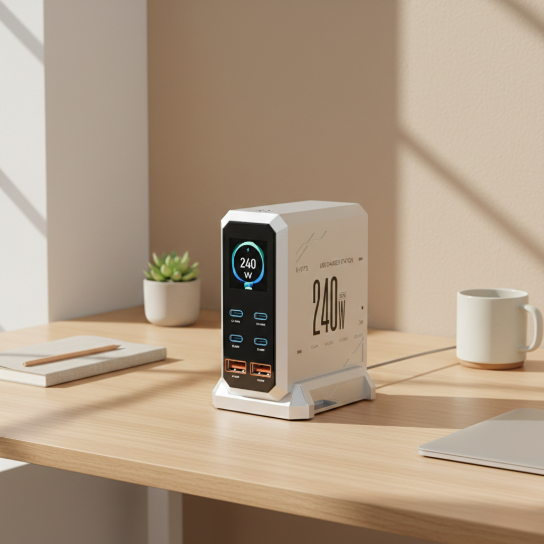 Φορτιστής GaN 240W — Συμπαγής σχεδιασμός, ενσωματωμένος φωτισμός περιβάλλοντος