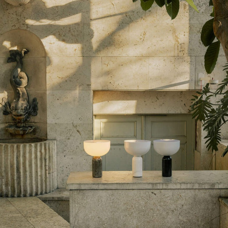AureaStone Marble Lamp — Premium Fabric Shade, Natural Stone Base