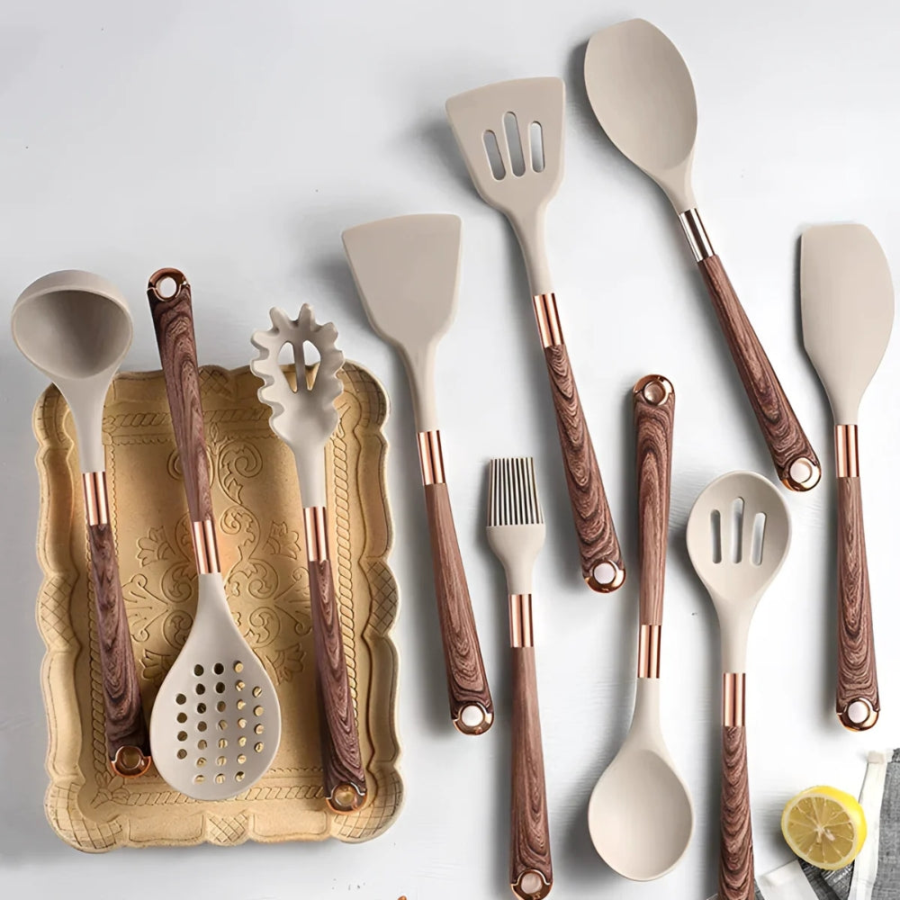 10-Piece Silicone Utensil Set — Heat-Resistant, Ergonomic Handles, Non-Stick