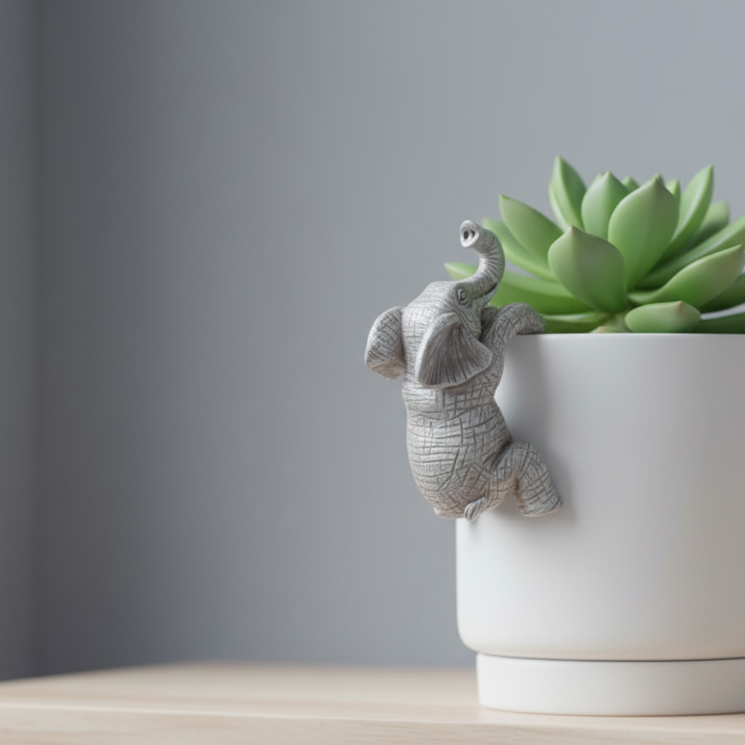 Verspielte Skulptur eines Elefanten in Kletterpose — Zur Wandmontage oder freistehenden Aufstellung
