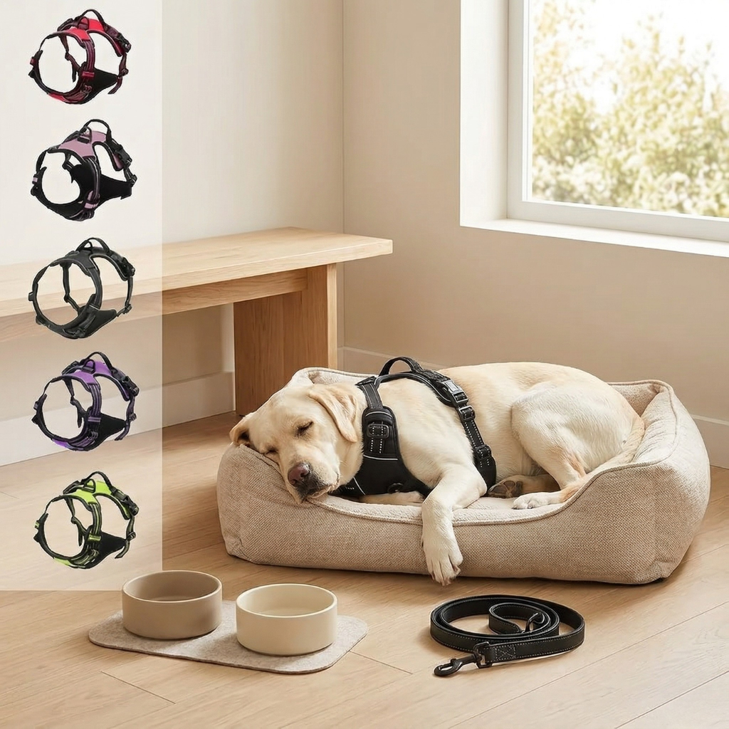 Set de arnés y collar a juego de ajuste seguro para perros pequeños y medianos