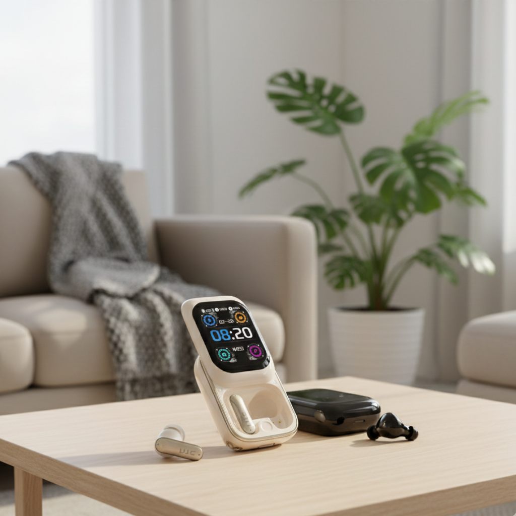 HTC NE48 Bluetoothイヤホン — HDタッチスクリーン充電ケース