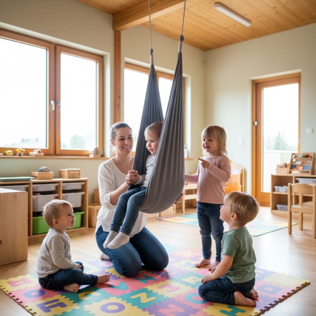Sansegynge — Elastisk stof, blå, grå, rød, lilla, 100x280/150x280cm