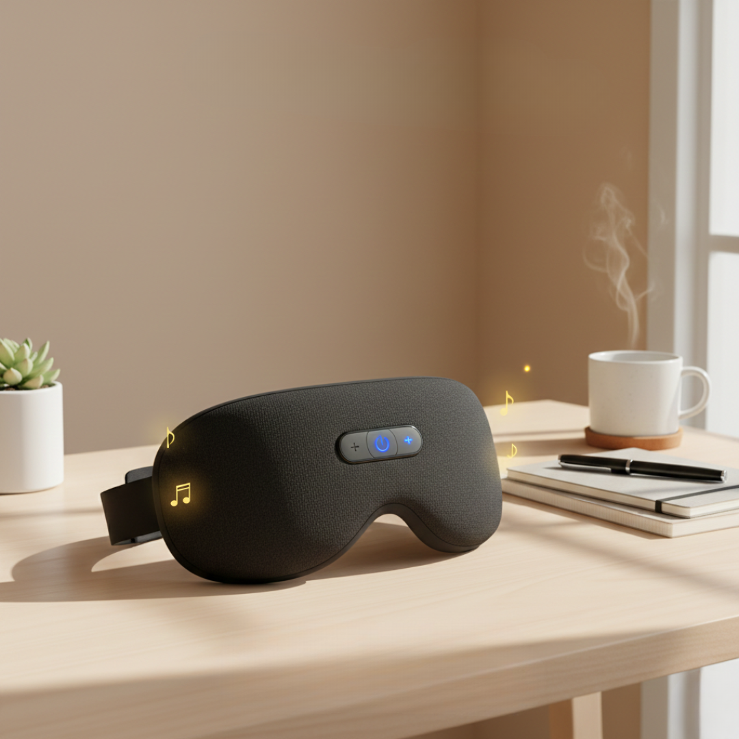 Máscara de Olhos Bluetooth com Áudio 3D — Reprodução sem Fios, Conjunto de Acessórios de Viagem